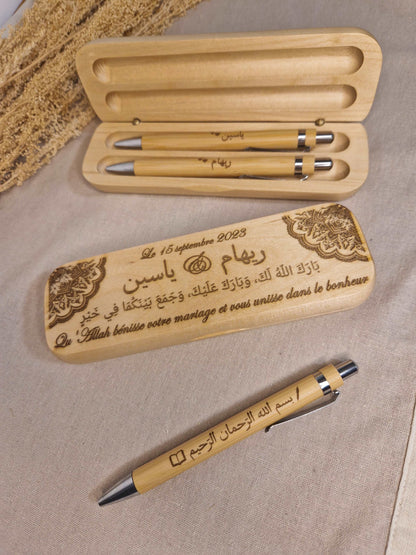 Coffret en bois massif de 2 stylos personnalisables - Mon Objet Personnalisé