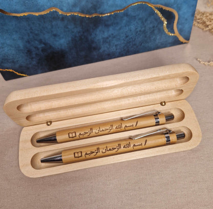 Coffret en bois massif de 2 stylos personnalisables - Mon Objet Personnalisé