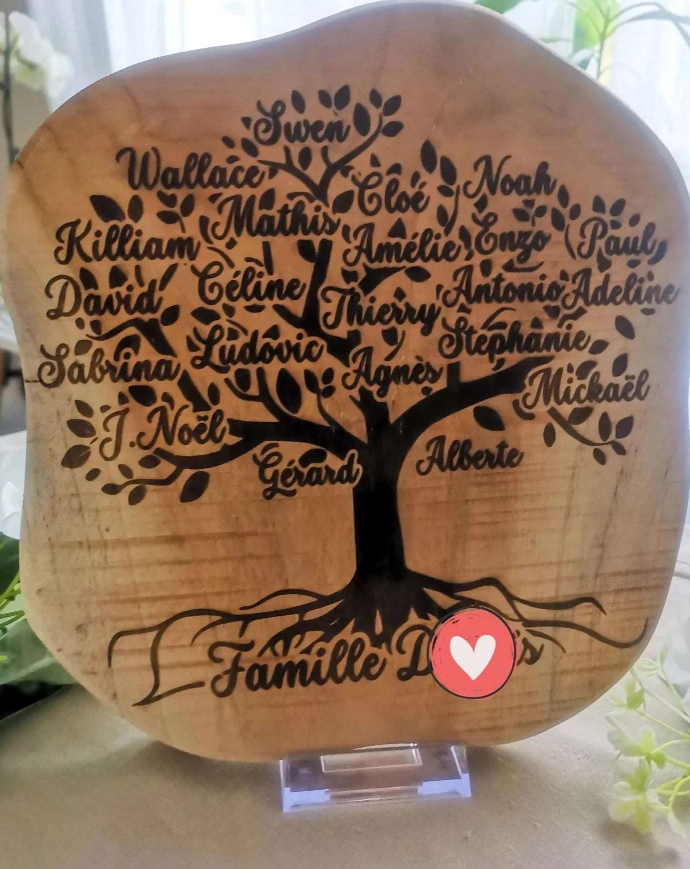 mon objet personnalisé : arbre de généalogique en bois gravé cadeau personnalisable pour toute la famille