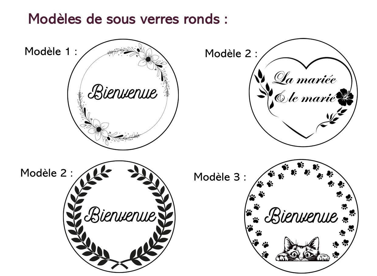 Dessous de verres ronds / sous tasses en bambou personnalisés - Mon Objet Personnalisé