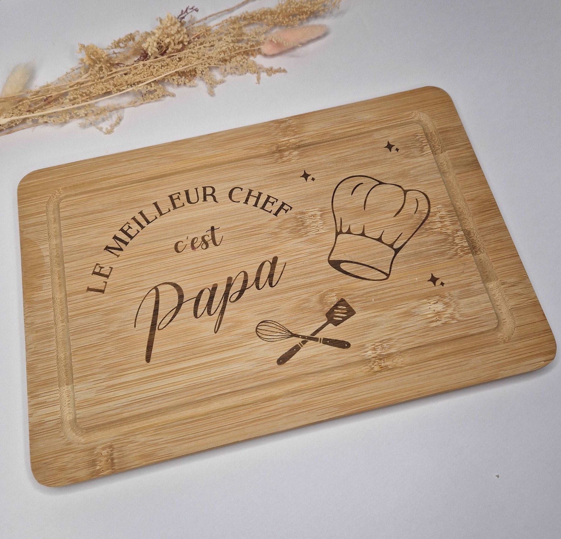 Planche à découper personnalisée 30x20cm le meilleur chef - Mon Objet Personnalisé