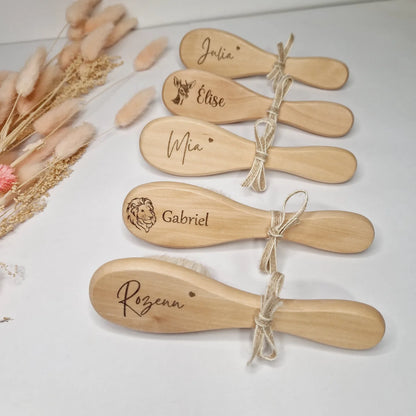 Brosse bebe en bois prénom gravé idée cadeau de naissance personnalisable fille garçon : Mon Objet Personnalisé 