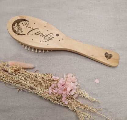 Brosse à cheveux femme en bois personnalisable prénom gravé - Mon Objet Personnalisé