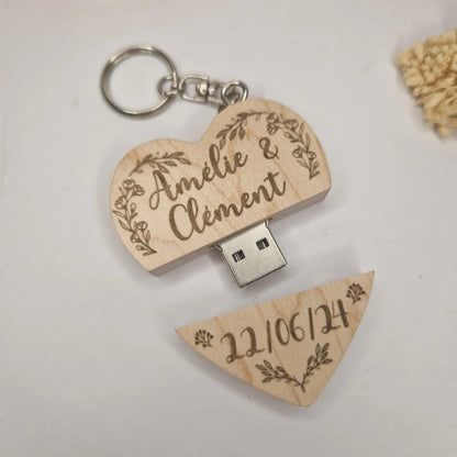 Clé usb coeur personnalisée de mariage 