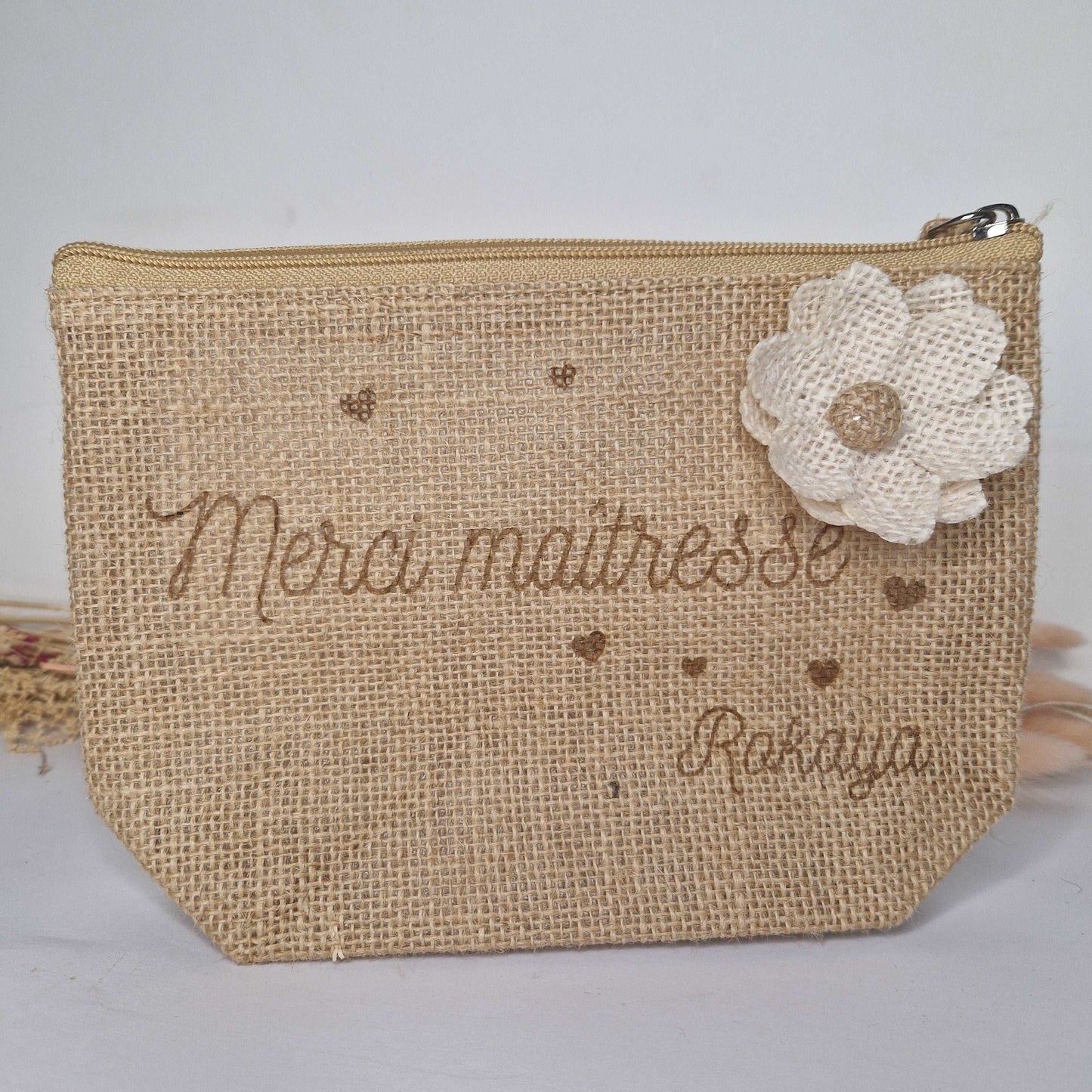 Pochette en toile de jute personnalisée 20x13.5cm - Mon Objet Personnalisé