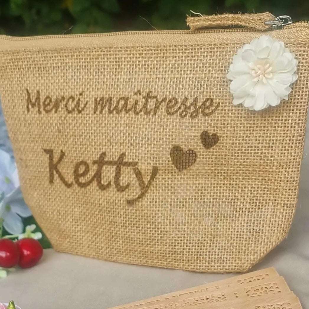 Pochette en toile de jute personnalisée 20x13.5cm - Mon Objet Personnalisé