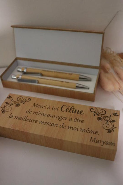 Coffret de 2 stylos à bille en bois personnalisables - Mon Objet Personnalisé