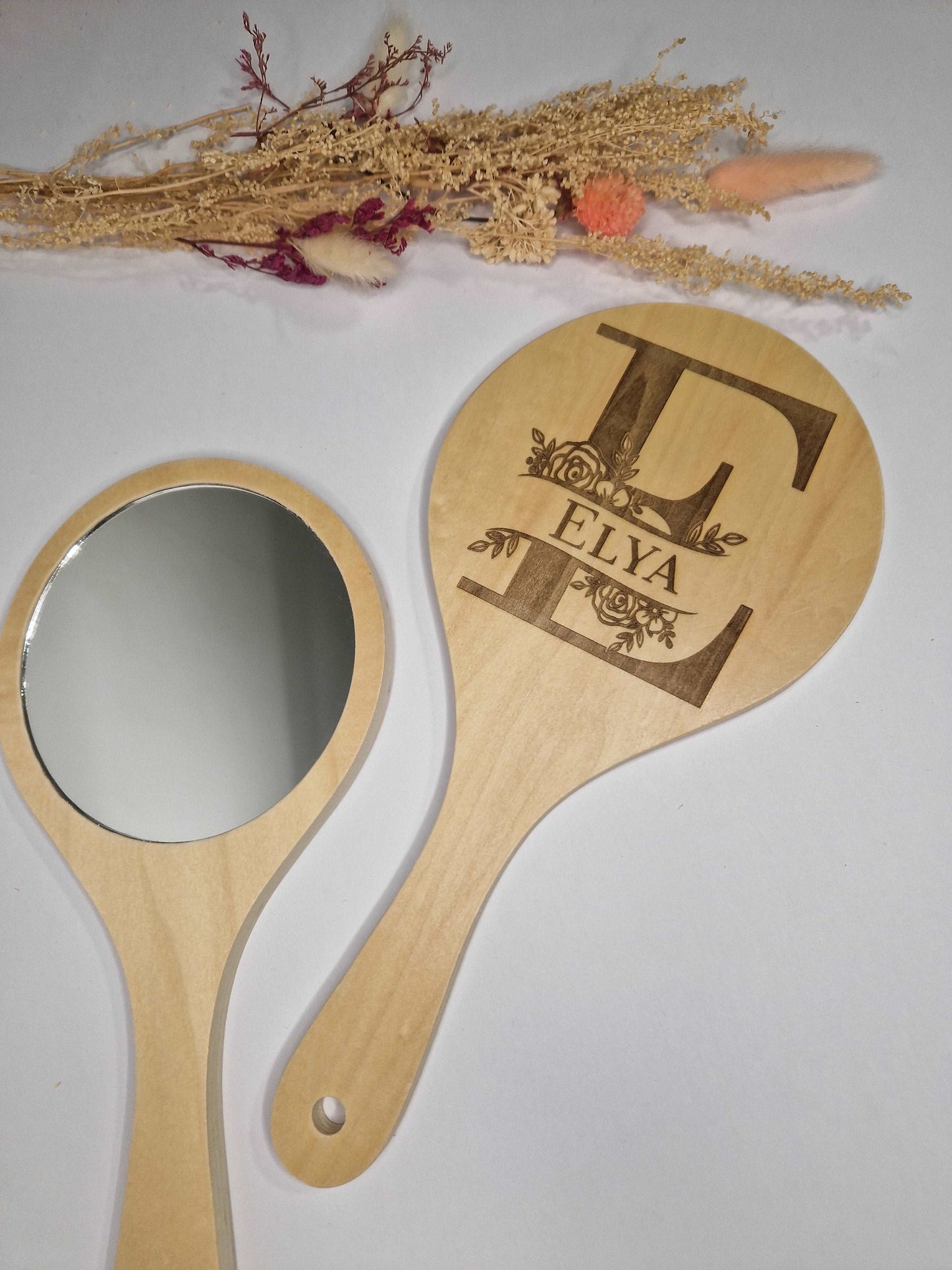 Miroir à main de maquillage en bois personnalisé - Mon Objet Personnalisé