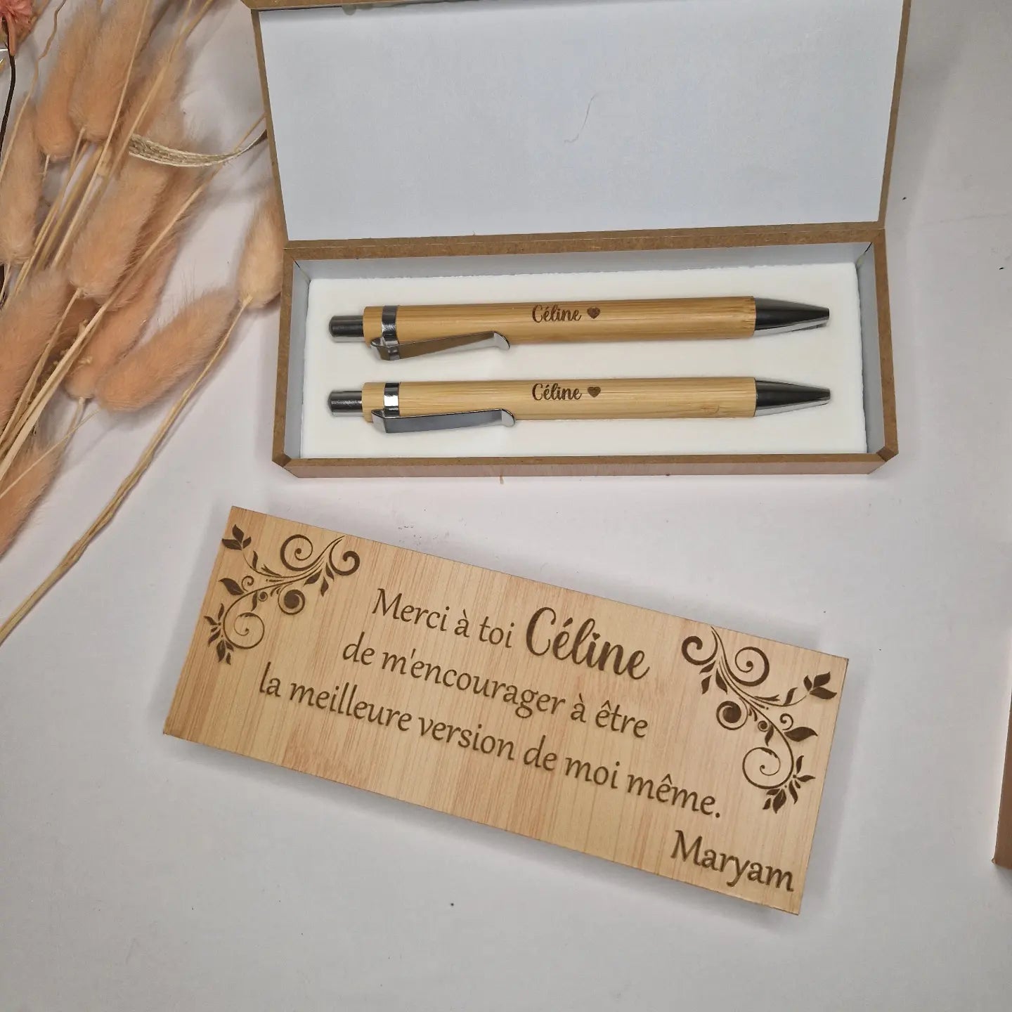 Coffret de 2 stylos à bille en bois personnalisables - Mon Objet Personnalisé