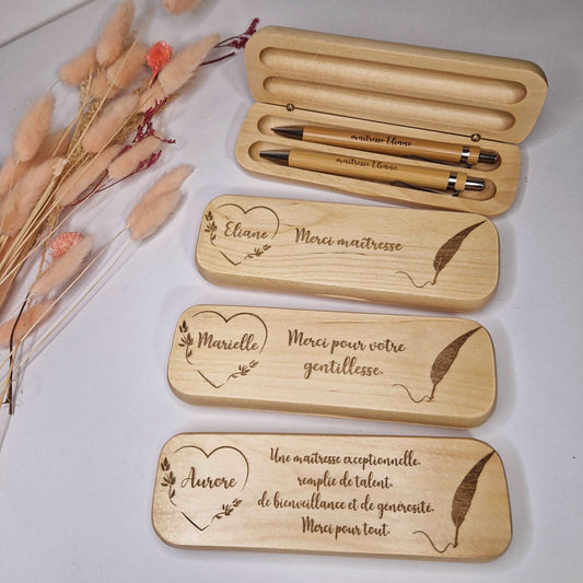 Coffret en bois massif de 2 stylos personnalisables - Mon Objet Personnalisé