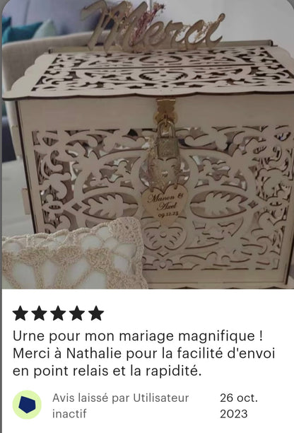 Urne en bois personnalisée pour mariage, baptême, naissance... - Mon Objet Personnalisé