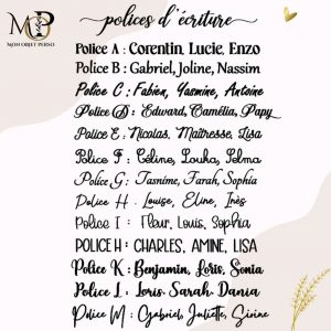 polices d'écriture | personnalisation Mon Objet Perso