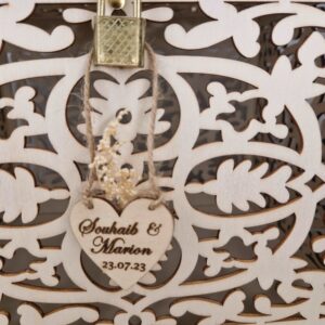 urne boite à cartes de mariage en bois gravé personnalise prénoms mariés cadeau de mariage mon objet perso