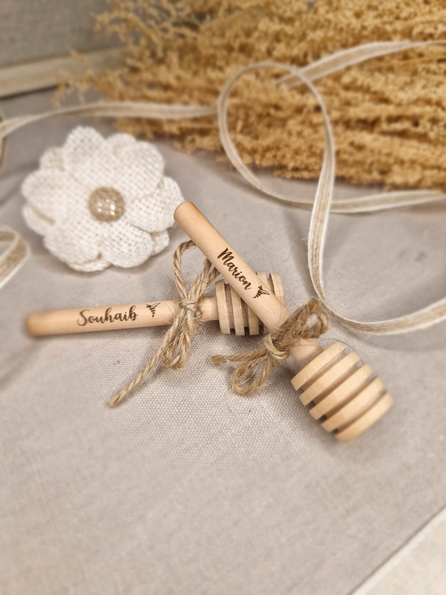 cuillère à miel en bois personnalisé cadeau invite mariage baptême goodies mon objet perso