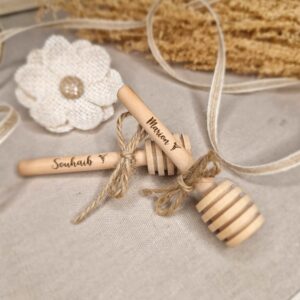 cuillère à miel en bois personnalisé cadeau invite mariage baptême goodies mon objet perso