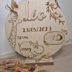 cadeau de naissance plaque en bois prenom bébé decoration personnalisee natuelle mon objet perso