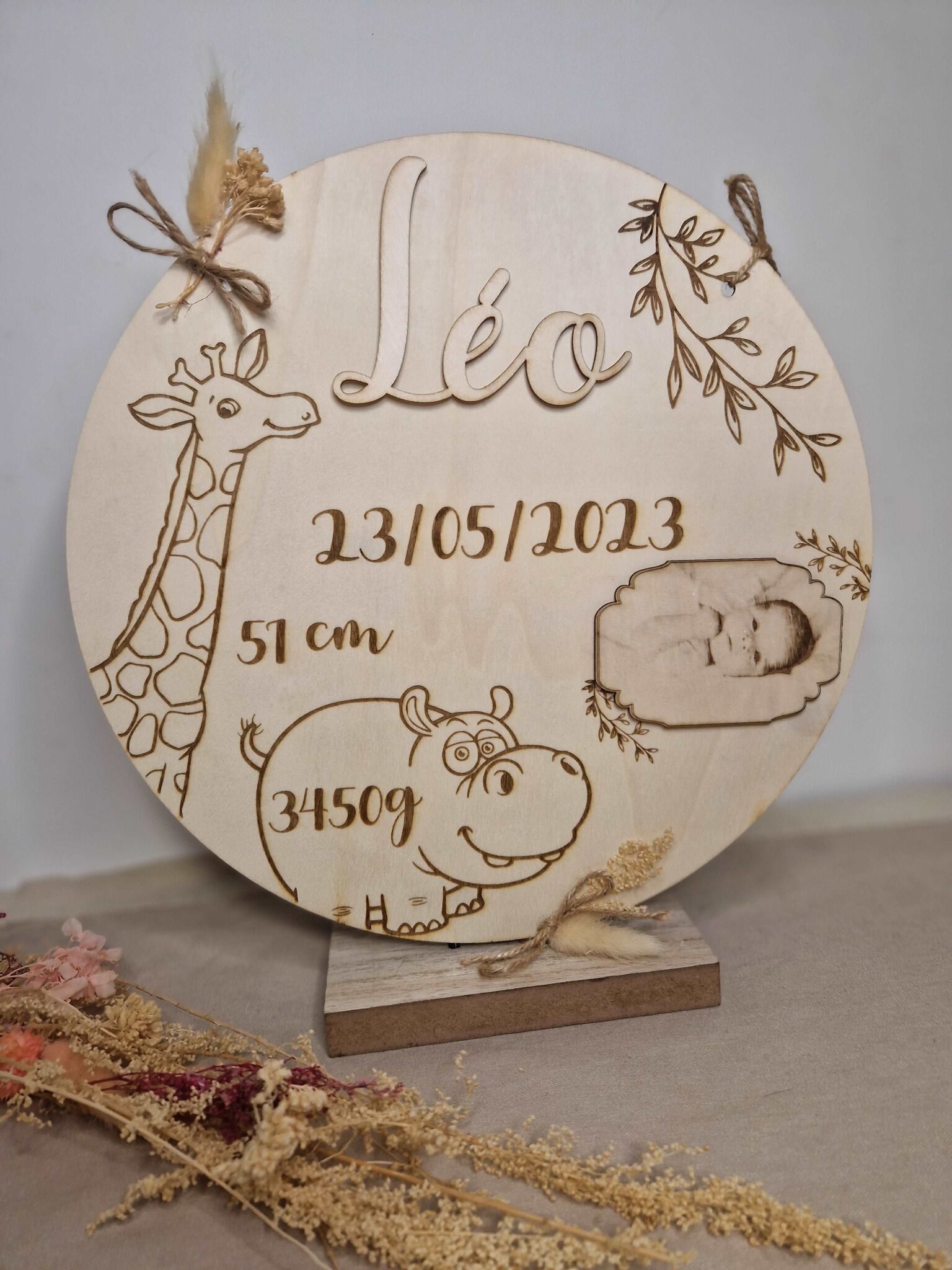 cadeau de naissance plaque en bois prenom bébé decoration personnalisee natuelle mon objet perso