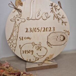 cadeau de naissance plaque en bois prenom bébé decoration personnalisee natuelle mon objet perso