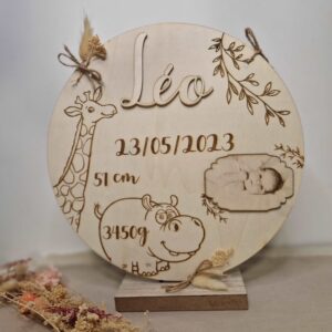cadeau de naissance plaque en bois prenom bébé decoration personnalisee natuelle mon objet perso