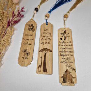 marque page programme en bois personnalise prenom cadeau mon objet perso