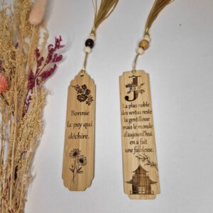 marque page programme en bois personnalise prenom cadeau mon objet perso