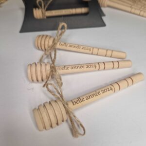 cuillères à miel en bois personnalise logo cadeau invites entreprise goodies mon objet perso