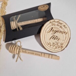 cuillères à miel en bois personnalise logo cadeau invites entreprise goodies mon objet perso