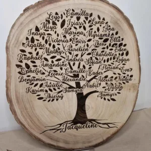 rondin de bois grave arbre genealogique personnalise cadeau famille mon objet perso