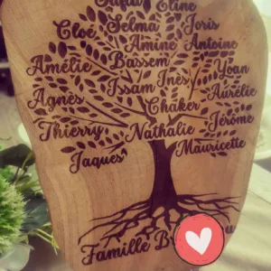 planche de bois teck grave arbre genealogique personnalise cadeau famille mon objet perso
