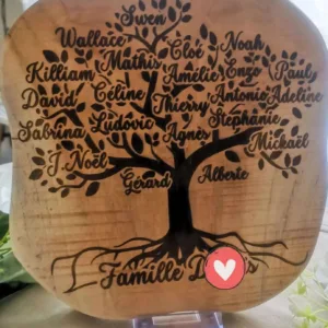 planche de bois teck grave arbre genealogique personnalise cadeau famille mon objet perso