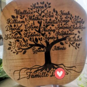 planche de bois teck grave arbre genealogique personnalise cadeau famille mon objet perso