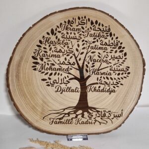 rondin de bois grave arbre genealogique personnalise cadeau famille mon objet perso