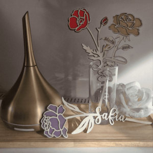 fleur en bois decoupee personnalisee prenom cadeau femme mon objet perso