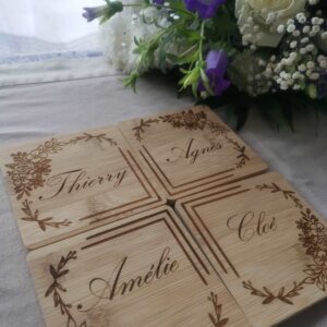 sous tasse sous verre en bois prenom grave rond carre personnalise mon objet perso