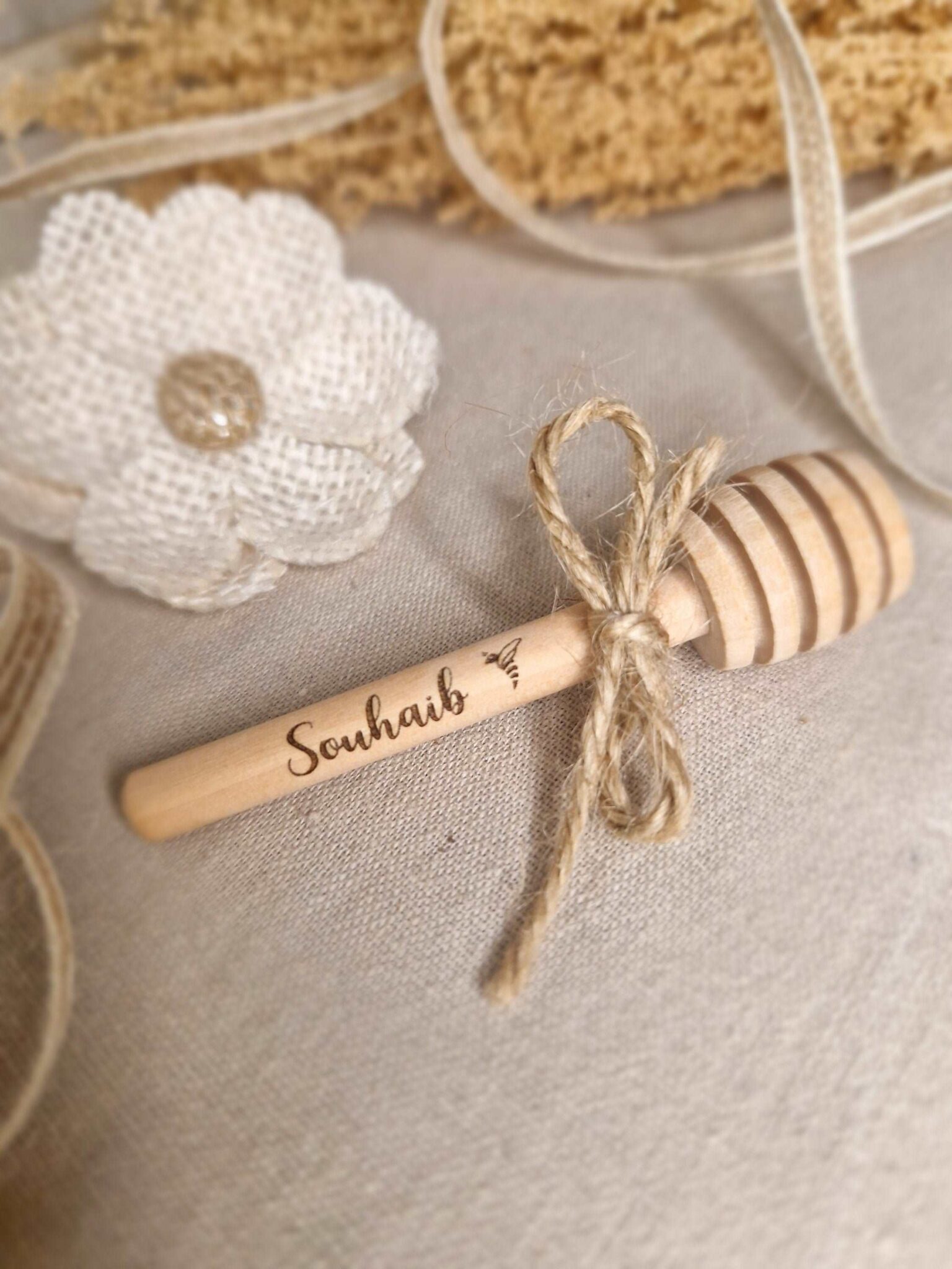 cuillère à miel en bois personnalisé cadeau invite mariage baptême goodies mon objet perso