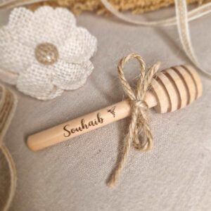 cuillère à miel en bois personnalisé cadeau invite mariage baptême goodies mon objet perso