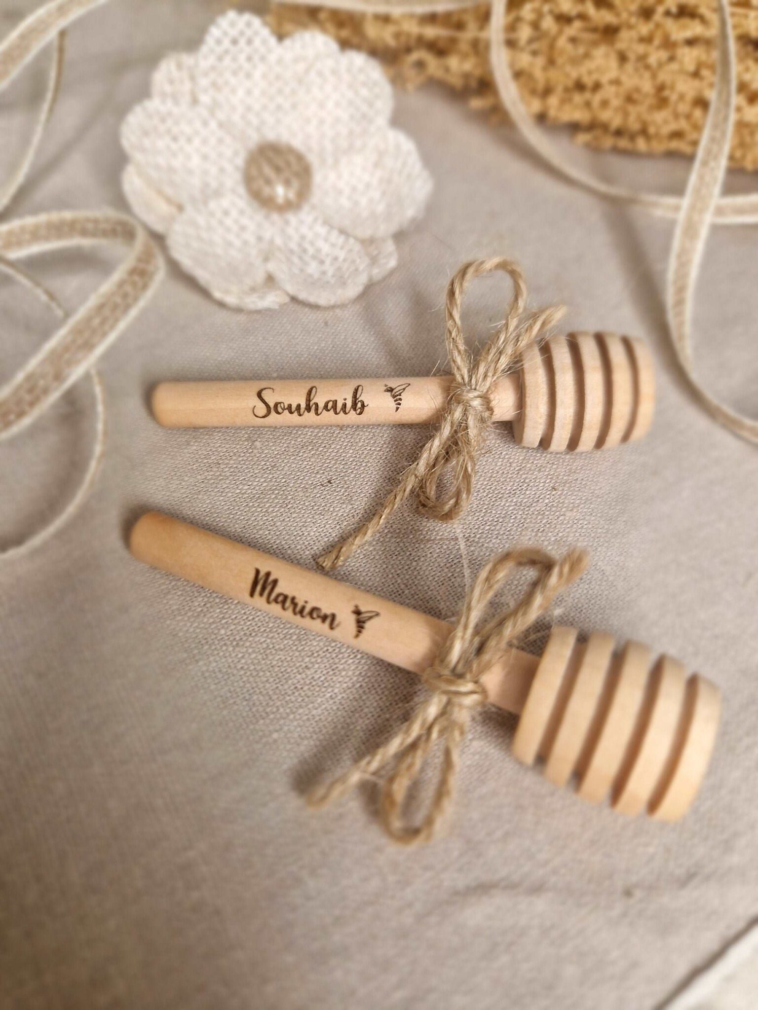 cuillère à miel en bois personnalisé cadeau invite mariage baptême goodies mon objet perso