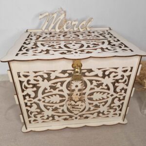 urne boite à cartes de mariage en bois gravé personnalise prénoms mariés cadeau de mariage mon objet perso