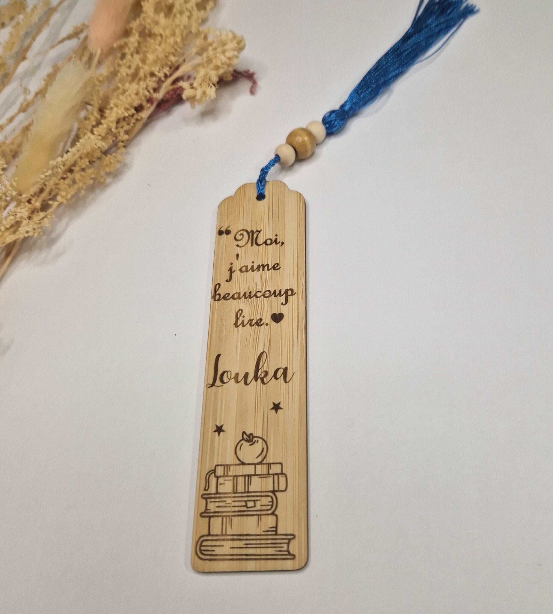 marque page programme en bois personnalise prenom cadeau mon objet perso
