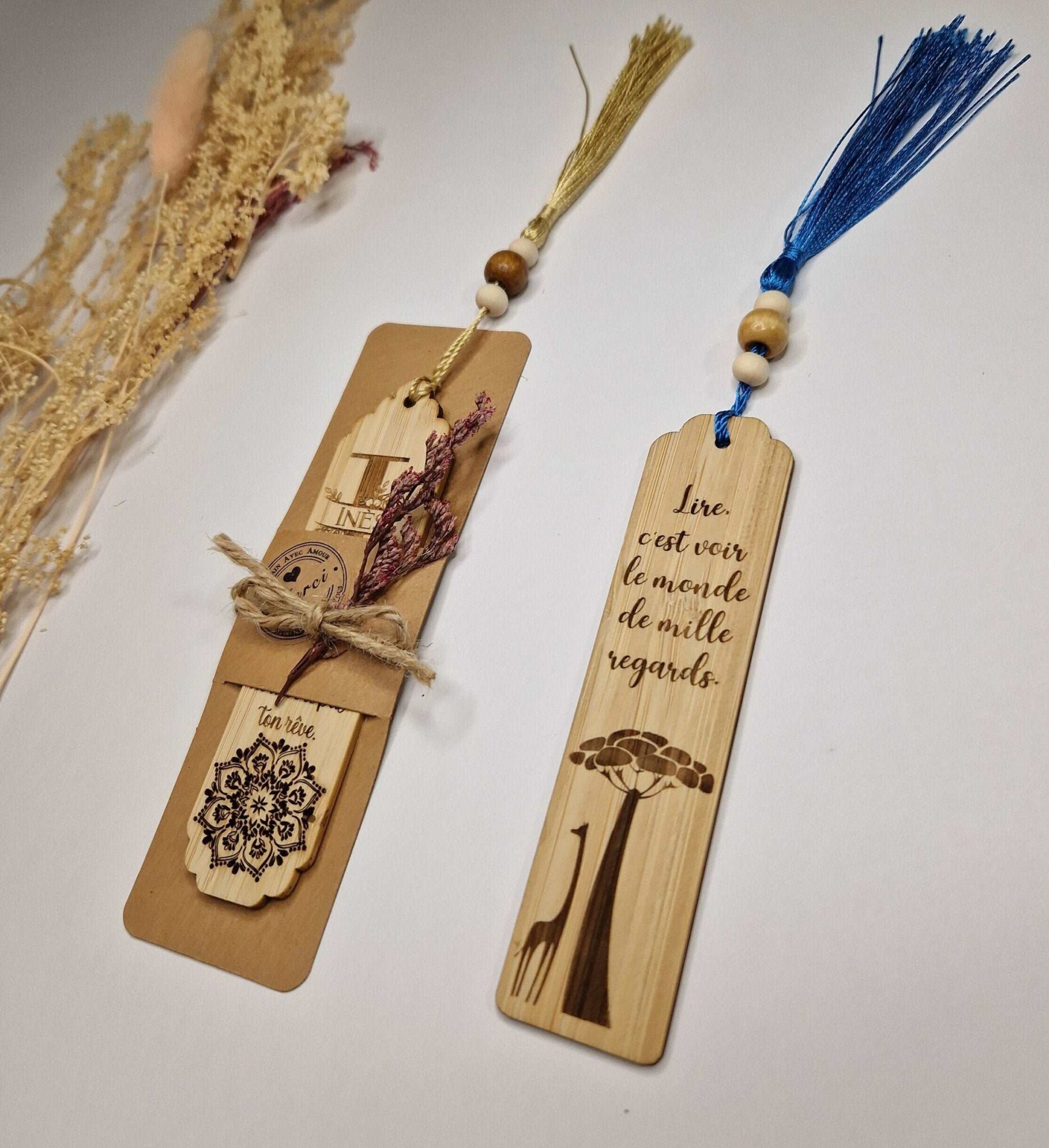 marque page programme en bois personnalise prenom cadeau mon objet perso