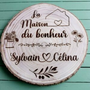 rondin de bois grave la maison du bonheur prénoms personnalise mon objet perso