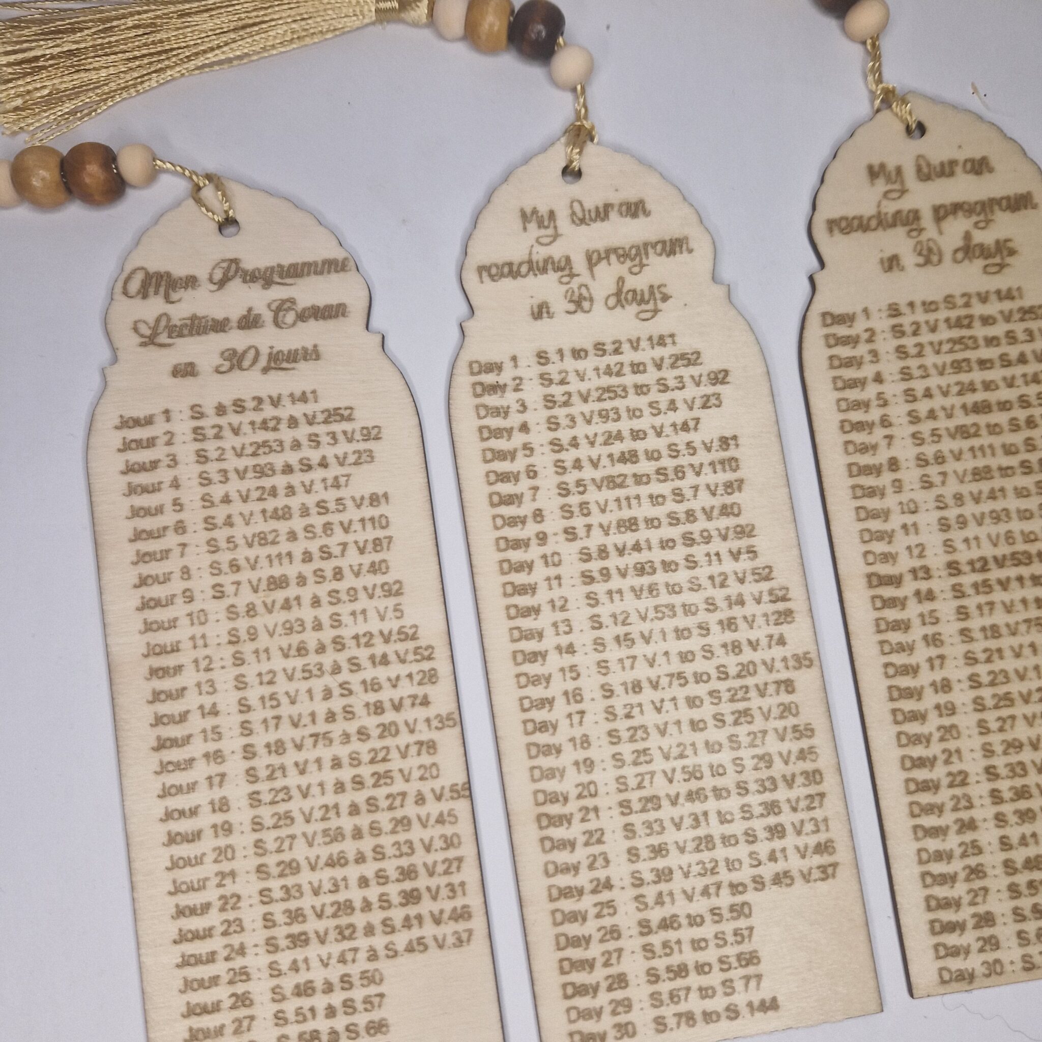 marque page programme de lecture du coran 30 jours personnalise prenom cadeau musulman ramadan mon objet perso