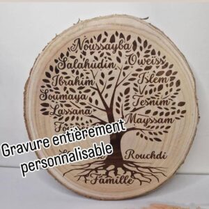rondin de bois grave arbre genealogique personnalise cadeau famille mon objet perso