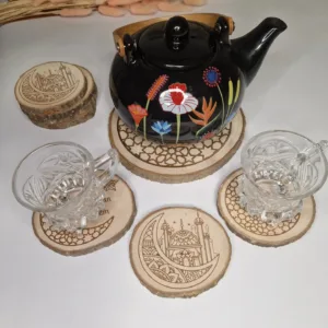 sous verre tasse bois ramadan