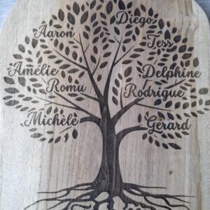 planche de bois teck grave arbre genealogique personnalise cadeau famille mon objet perso