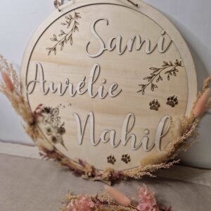 suspension murale en bois prenom decoupe decoration personnalisee natuelle champetre mon objet perso