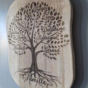 planche de bois teck grave arbre genealogique personnalise cadeau famille mon objet perso