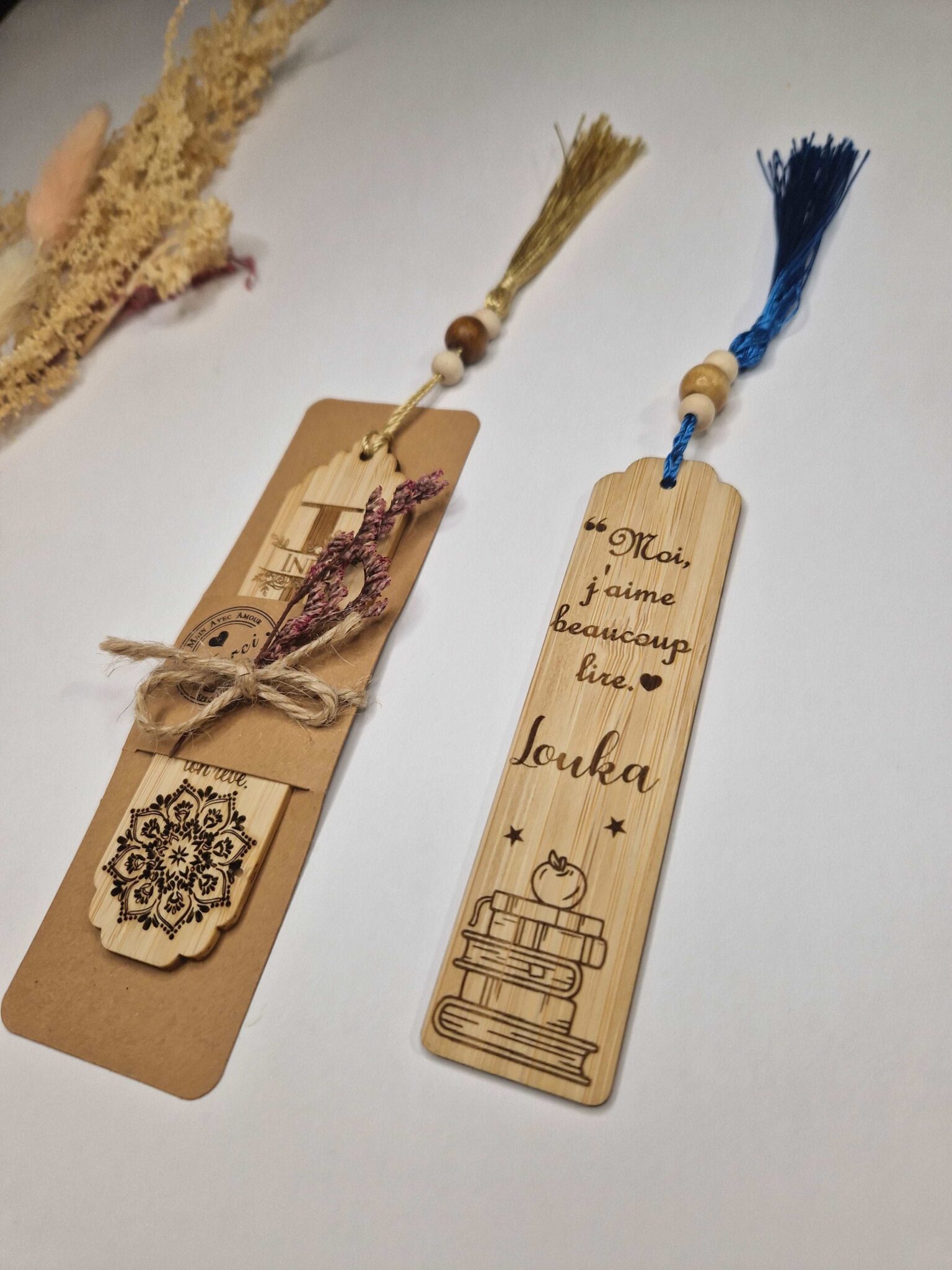 marque page programme en bois personnalise prenom cadeau mon objet perso