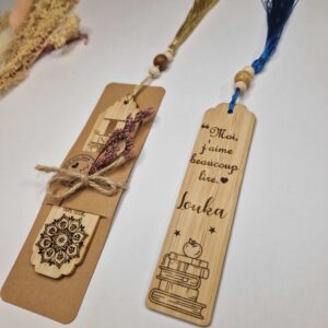 marque page programme en bois personnalise prenom cadeau mon objet perso