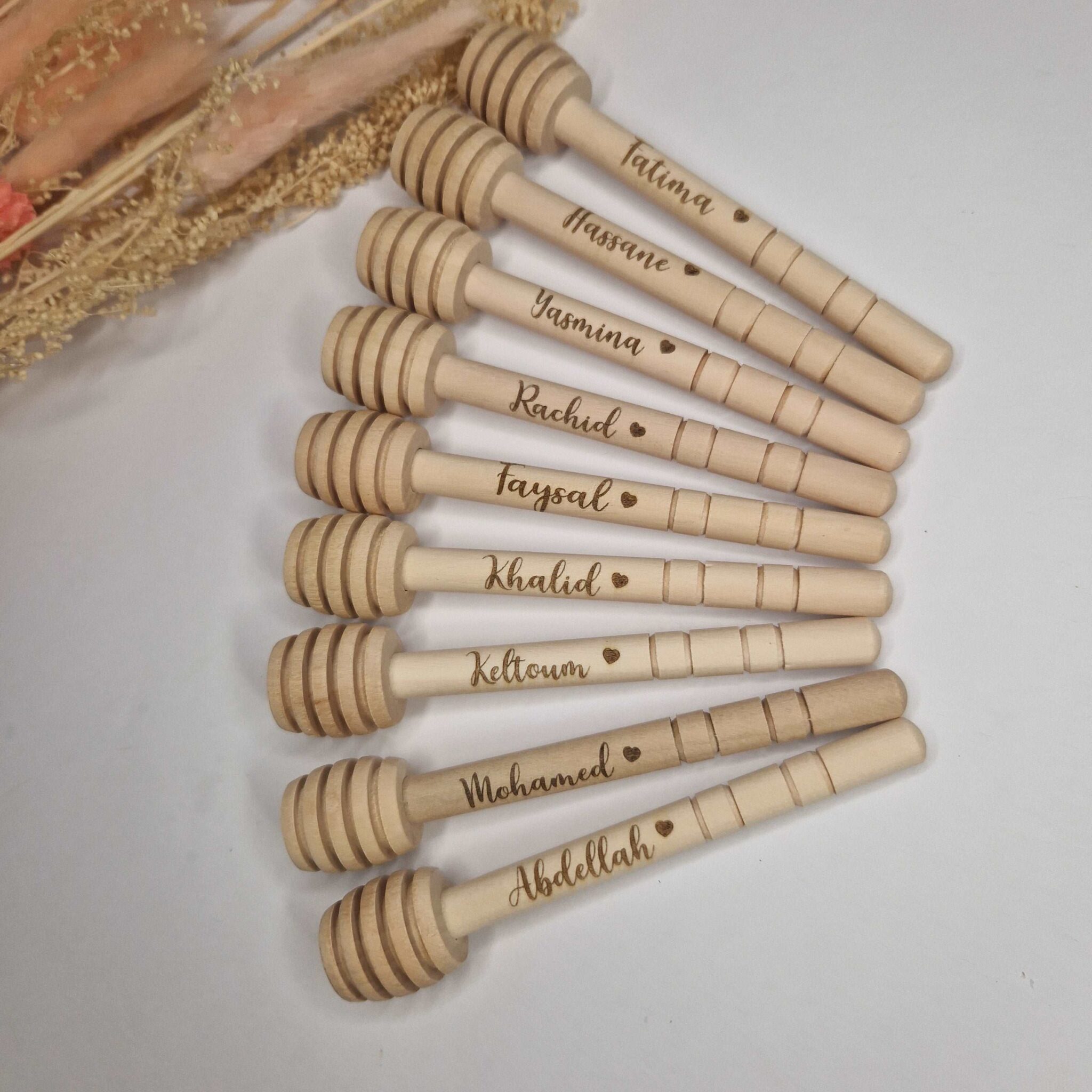 cuillères à miel en bois personnalise prenom cadeau invites goodies mon objet perso